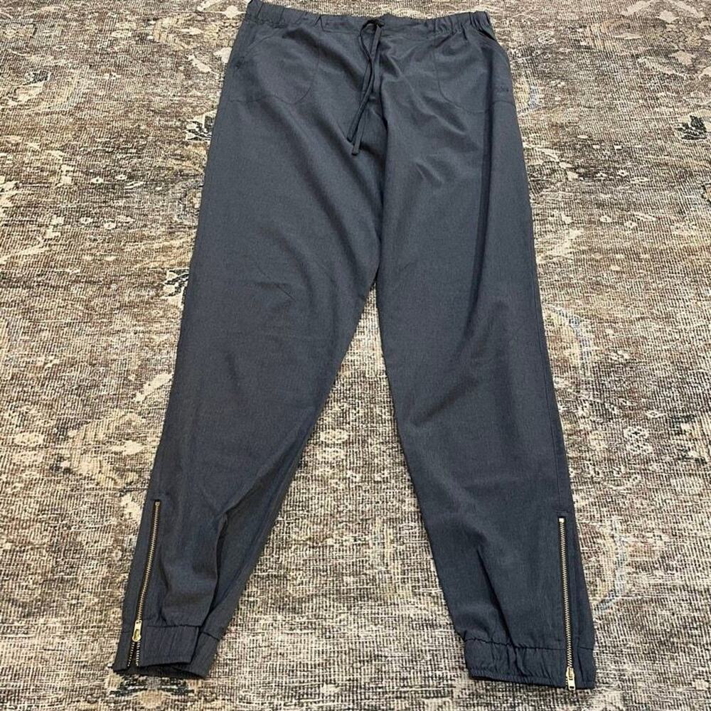 Albion Fit Womens XL Tall Gray Jetsetter Jogger Pants Ankle Zip Nylon Drawstring